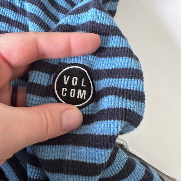 Volcom Boys' Blue Striped Thermal Hoodie - Size 11/12 - Picture 3 of 6